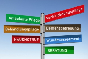 Richtungsweiser mit Pflegebegriffen